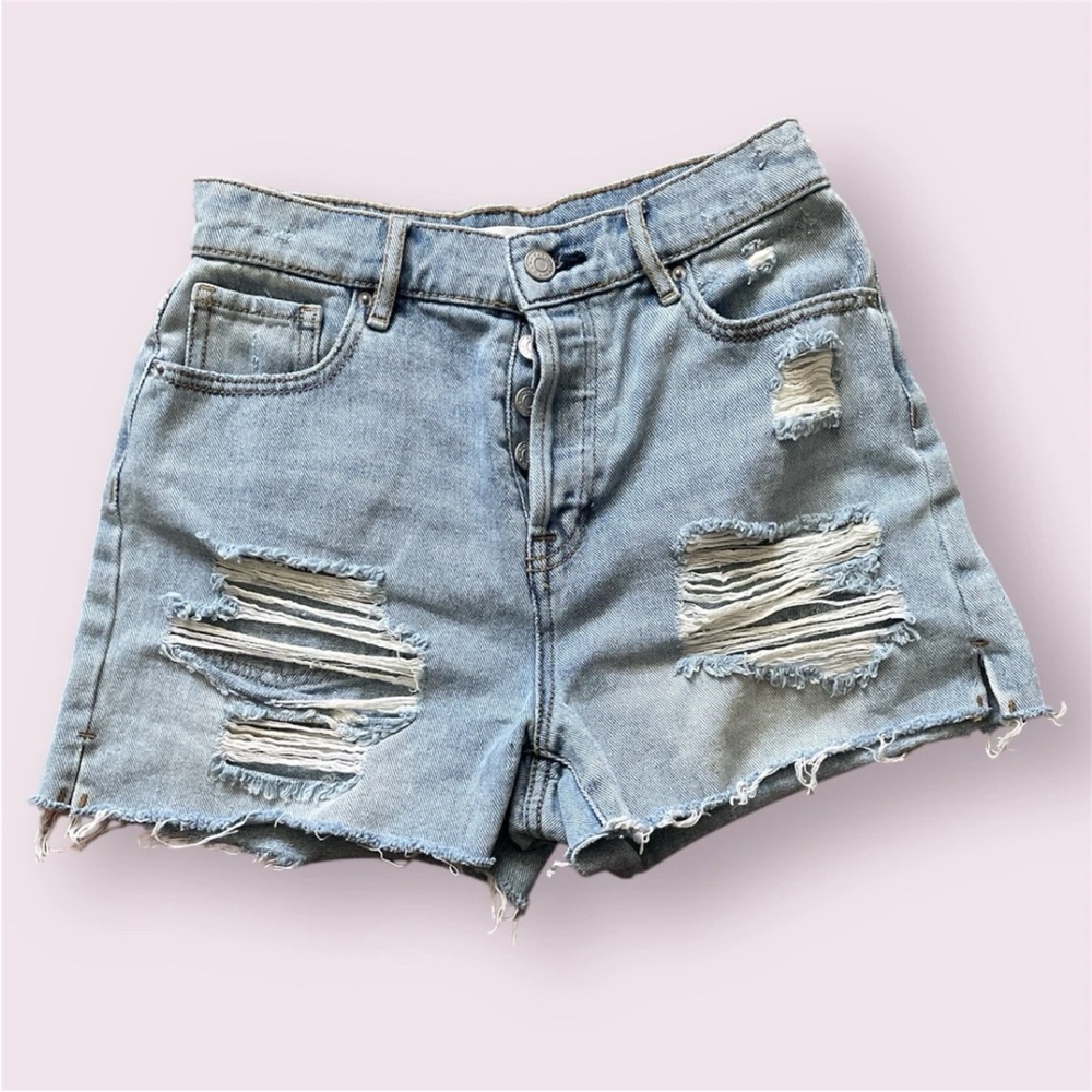 PacSun Blue Distressed Jean Shorts High-Waisted